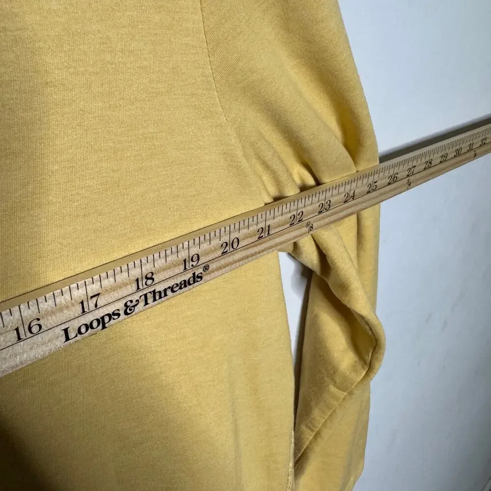 LOGO by Lori Goldstein Lounge Yellow Zip Front Cardigan Women’s Size L Lace Trim